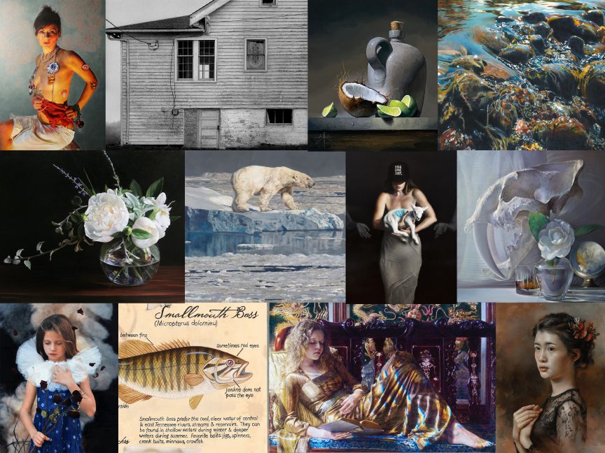 Various paintings and photographs arrangement