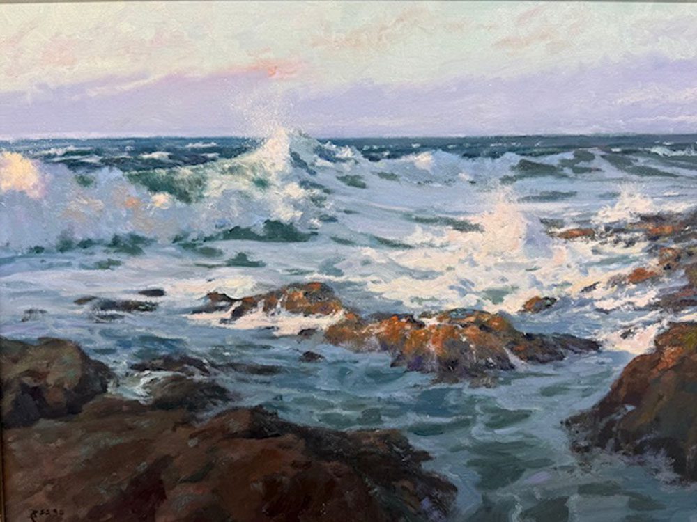 Ocean waves hitting rocks