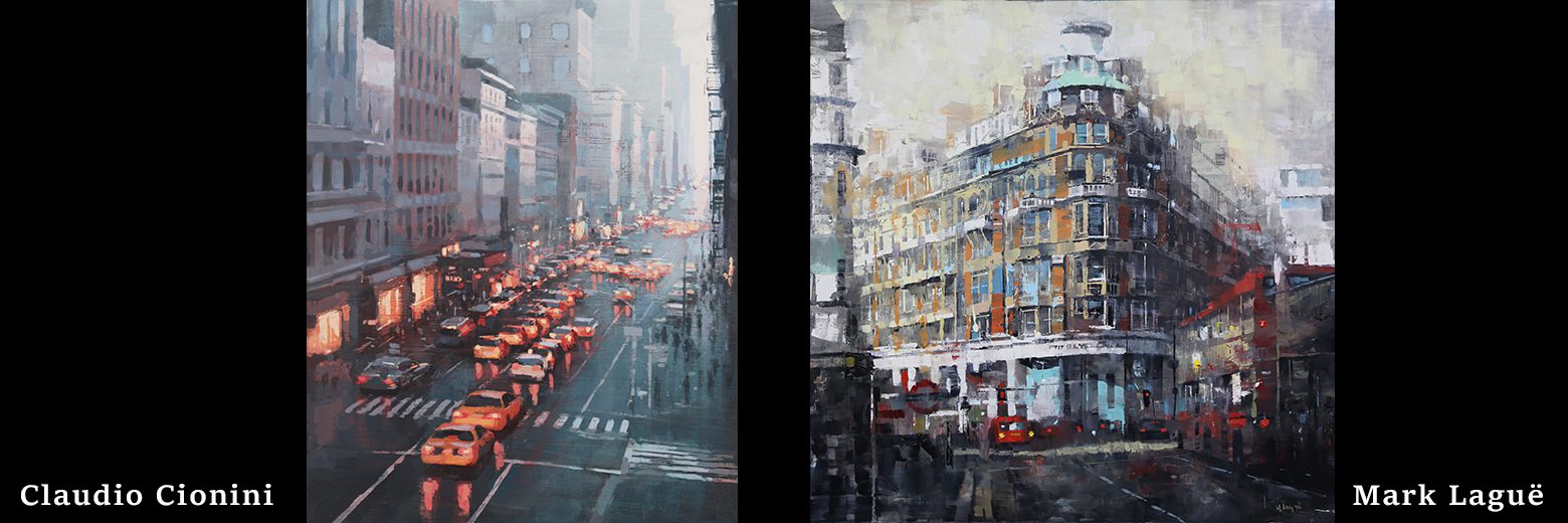 City street with taxis