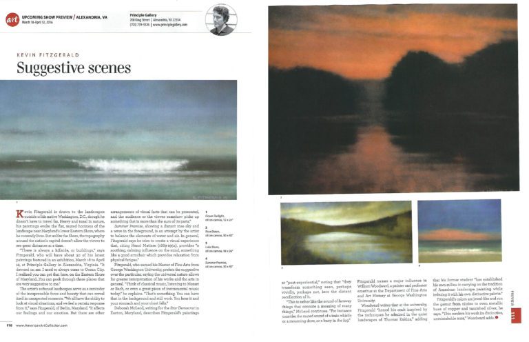 Magazine article featuring landscape paintings