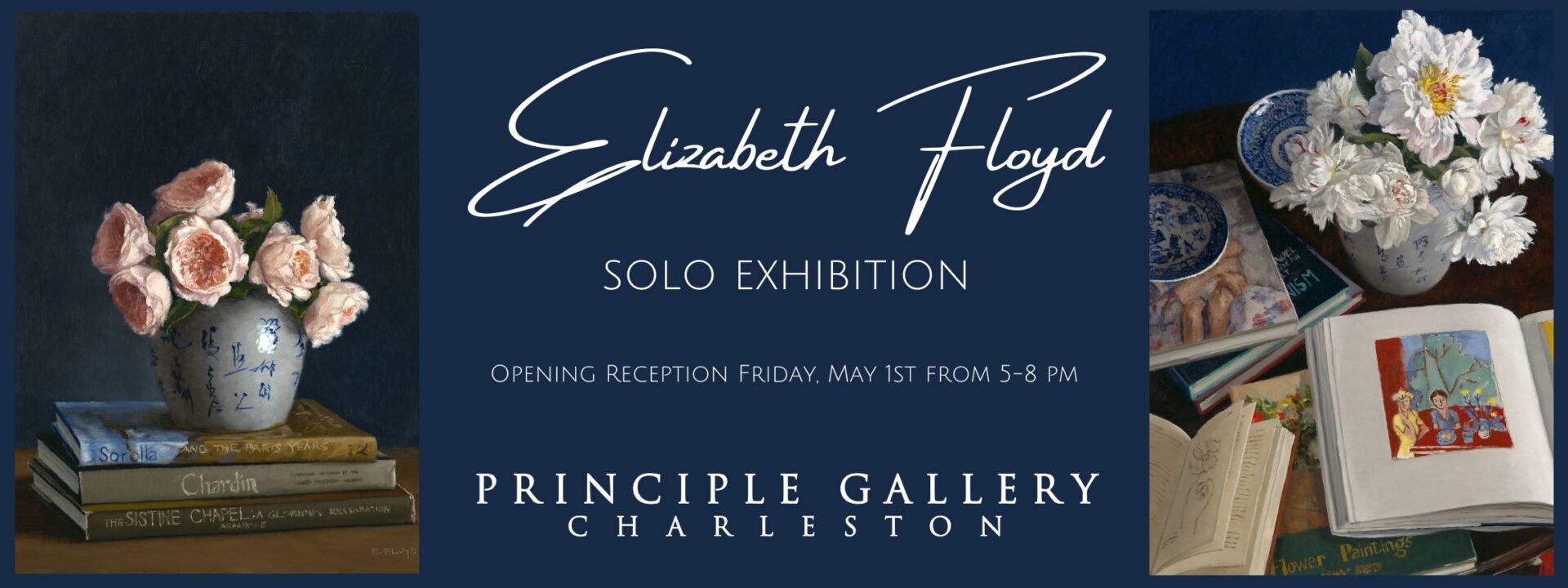 Poster for Elizabeth Floyd's solo art exhibition in Charleston.