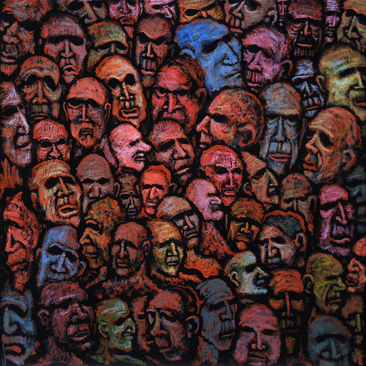 “Multitudes I” 12×12, acrylic on canvas, SOLD