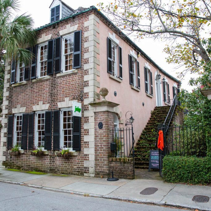 Two-story building with exterior staircase