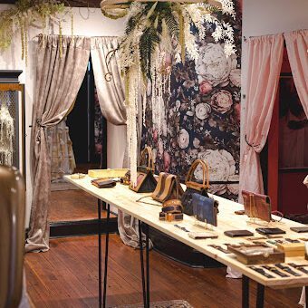 Fashion boutique with handbags display